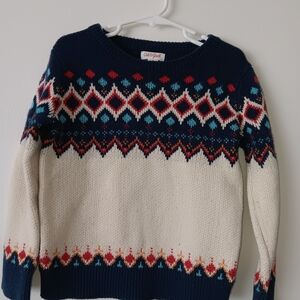 5T Cat & Jack Navy and Cream Patterned Sweater